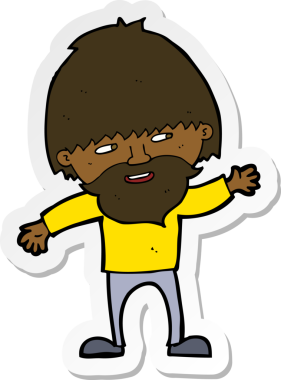 Bir insan tarafından çizilmiş mutlu sakallı bir adamın çıkartması.