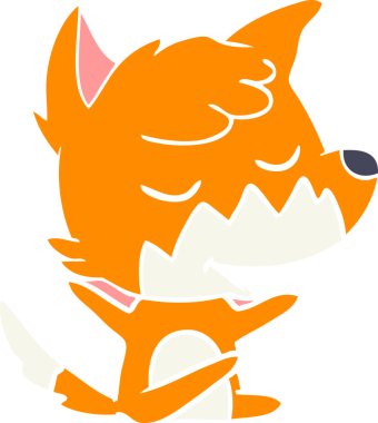 Bir insan tarafından çizilmiş düz renkli tilki çizimi.