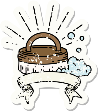 Eski bir dövme stili çıkartması. Bir insan tarafından çizilmiş fırça.