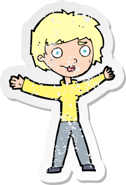 Bir insan tarafından çekilen kollarını sallayan karikatürlü bir kadının gerilimli çıkartması.