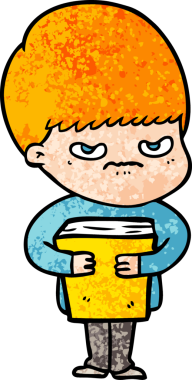 Bir insan tarafından çizilmiş sinirli çizgi film çocuğu.