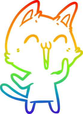 gökkuşağı gradyan çizimi mutlu çizgi film kedisi bir insan tarafından çizildi