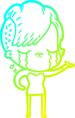 Bir insan tarafından çizilmiş ağlayan bir çizgi film kızı çizimi.