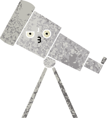 Bir insan tarafından çizilmiş bir teleskobun retro çizim tarzı karikatürü