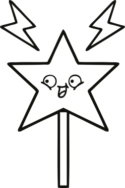 Bir insan tarafından çizilmiş sihirli bir değnek çizimi.