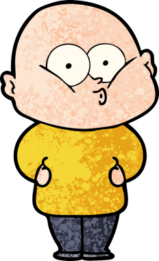 Bir insan tarafından çizilmiş kel bir adam.