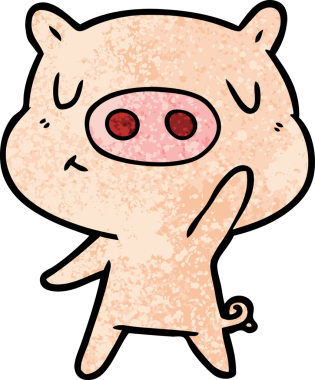 Bir insan tarafından çizilmiş çizgi film içerikli domuz.