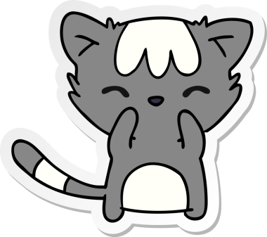 Bir insan tarafından çizilmiş kawaii kedisinin serbest sticker karikatürü.