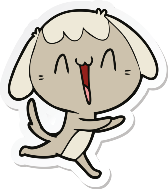 Bir insan tarafından çizilmiş şirin bir köpeğin çıkartması.