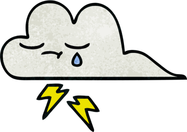 Bir insan tarafından çizilmiş bir gök gürültüsü bulutunun retro grunge desen çizimi