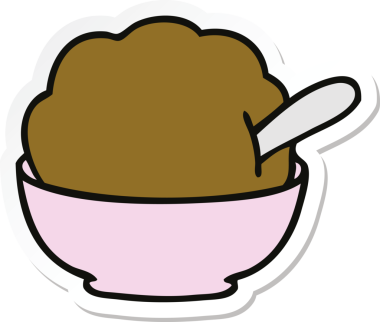 Bir insan tarafından çizilmiş çikolatalı dondurmanın garip bir el çıkartması.