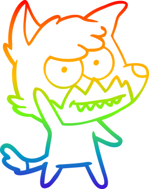 Bir insan tarafından çizilmiş sırıtan tilki çizgi çizimi.