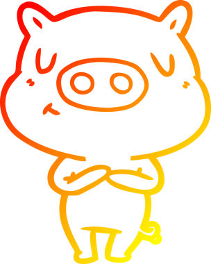 Bir insan tarafından çizilen çizgi film içerikli domuzun sıcak çizgi çizimi