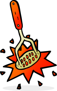 Bir insan tarafından çizilmiş patates ezici çizgi film.