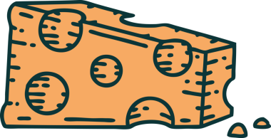 Bir insan tarafından çizilmiş bir peynir diliminin ikonik dövme şekli