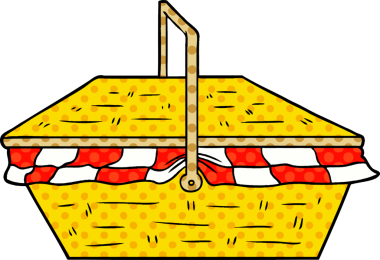 bir insan tarafından çizilmiş çizgi film piknik sepeti