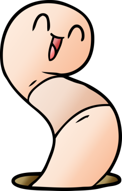 Bir insan tarafından çizilmiş mutlu bir solucan.