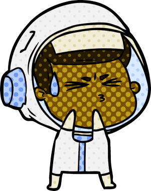 Çizgi film bir insan tarafından çizilmiş astronot.