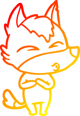 Bir insan tarafından çizilmiş bir kurt çizgi filminin sıcak çizgi çizimi.