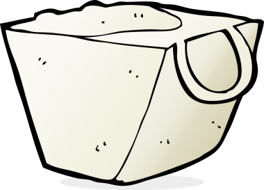 Bir insan tarafından çizilmiş makarna kutusu.