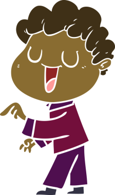 Bir insan tarafından çizilmiş düz renkli karikatür adam.