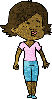 Bir insan tarafından çizilen karikatür kızı.