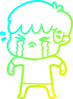 Bir insan tarafından çizilmiş ağlayan çizgi film çocuğu çizimi.