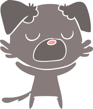 Bir insan tarafından çizilmiş düz renkli çizgi film köpeği.