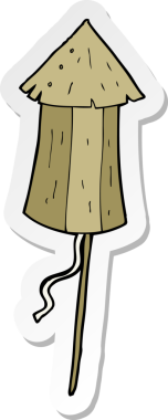 Bir insan tarafından çizilmiş eski ahşap havai fişek çıkartması.