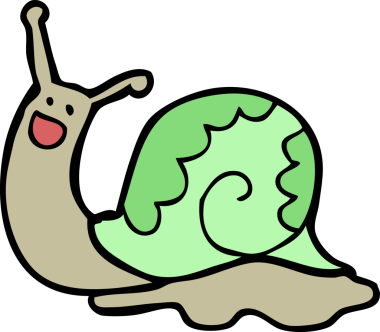 Bir insan tarafından çizilmiş sevimli çizgi film salyangozu.