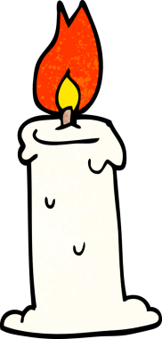 Bir insan tarafından çizilmiş karalama yanan mum.