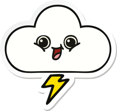 Bir insan tarafından çizilmiş şirin bir fırtına bulutunun çıkartması.