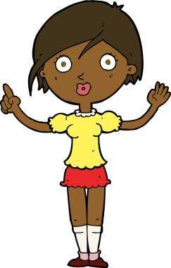 Çizgi filmdeki kız bir insan tarafından çizilmiş sorular soruyor.