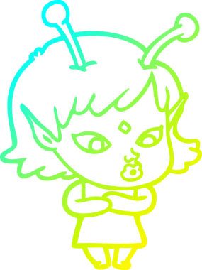 Bir insan tarafından çizilmiş güzel bir uzaylı kız çizimi.