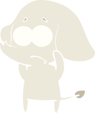 Düz renkli çizgi film. Bir insan tarafından çizilmiş belirsiz fil.