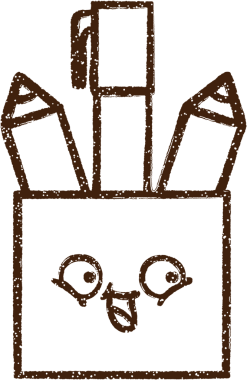 Bir insan tarafından çizilen okul kalemleri karakalem çizimi