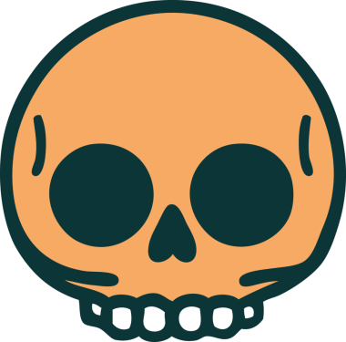 Bir insan tarafından çizilmiş bir kafatasının ikonik dövme şekli