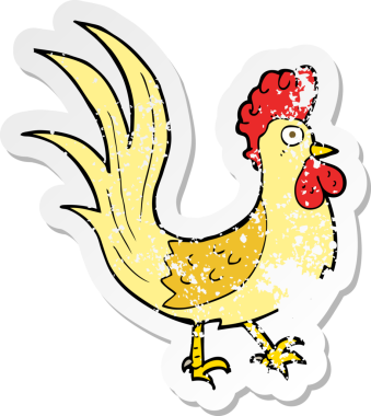 İnsan tarafından çizilmiş bir horoz çizgi filminin gerilimli yapıştırması.