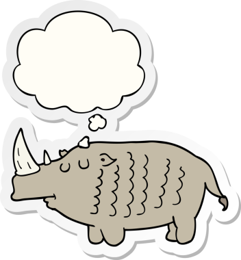 Düşünce baloncuklu çizgi film gergedanları insan tarafından çizilmiş bir çıkartma.