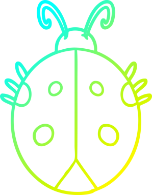 Bir insan tarafından çizilmiş bir uğur böceğinin soğuk çizgi çizimi