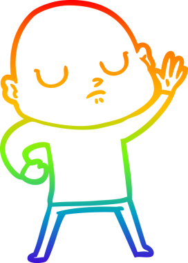 Gökkuşağı gradyan çizgisi bir insan tarafından çizilmiş kel bir adamın çizimi