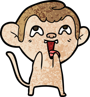 Bir insan tarafından çizilmiş çılgın çizgi film maymunu