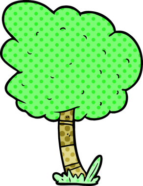 Bir insan tarafından çizilmiş çizgi film ağacı.