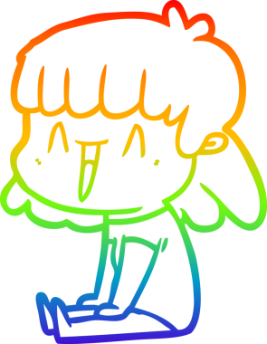 gökkuşağı gradyan çizimi bir insan tarafından çizilmiş mutlu bir kız çizgi