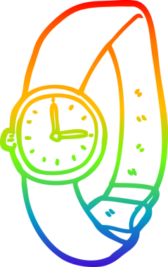 gökkuşağı gradyan çizgi çizimi bir insan tarafından çizilmiş bir bilek saati