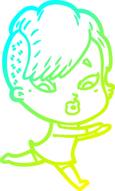 Bir karikatür çizimi, bir insan tarafından çizilmiş bir kızı şaşırttı.