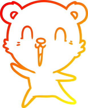 Bir insan tarafından çizilmiş mutlu çizgi film ayısının sıcak çizgi çizimi