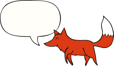 Bir insan tarafından çizilmiş konuşma balonlu bir kurt.