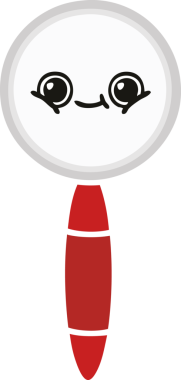 Bir insanın çizdiği büyüteçin düz renkli retro karikatürü