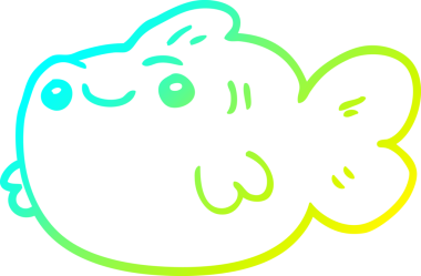 Bir insan tarafından çizilmiş bir karikatür balığının soğuk gradyan çizimi